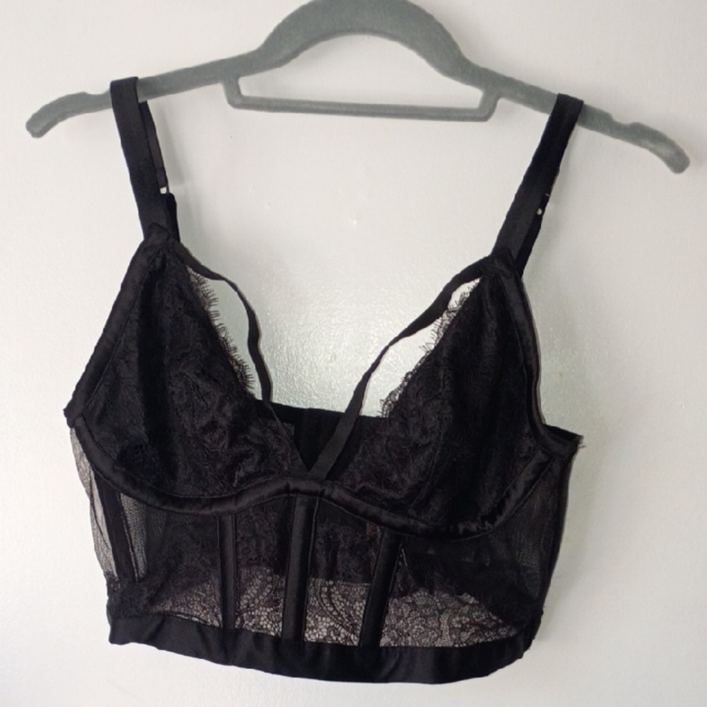 Victoria's Secret sheer lace corset top/bralette Size Large